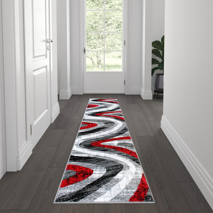 Flash Furniture Altum 2' X 7' Waves Area Rug, Red