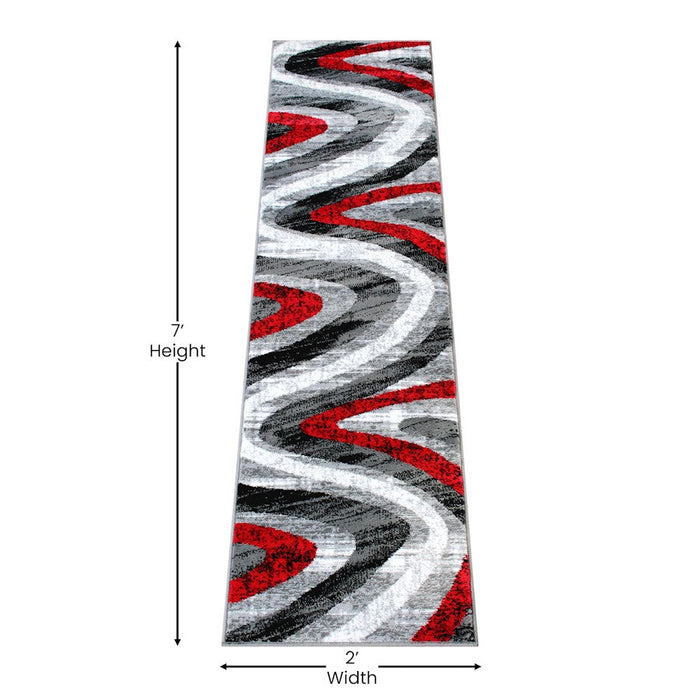 Flash Furniture Altum 2' X 7' Waves Area Rug, Red