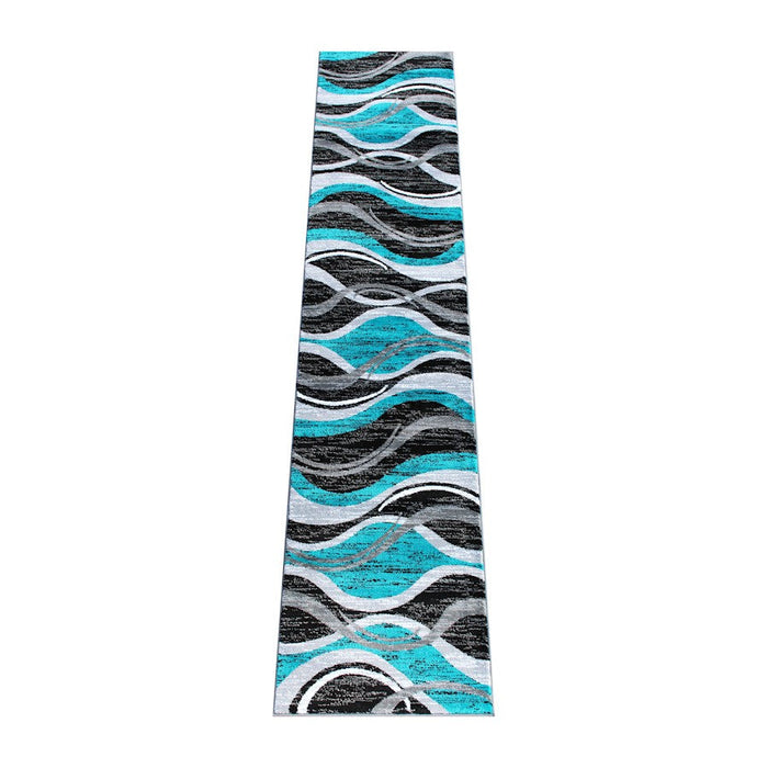 Flash Furniture Wisp 2X11 Ripple Area Rug, Turquoise - OKR-RG1109-211-TQ-GG