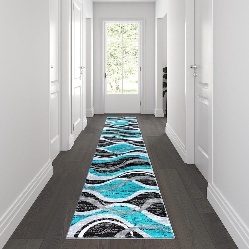 Flash Furniture Wisp 2X11 Ripple Area Rug, Turquoise