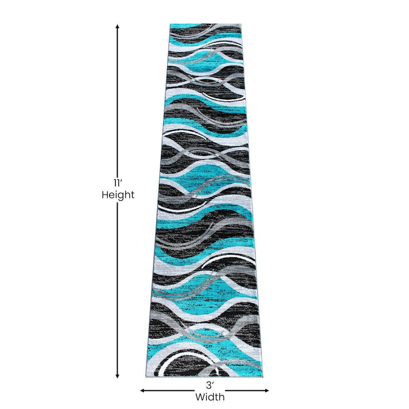 Flash Furniture Wisp 2X11 Ripple Area Rug, Turquoise