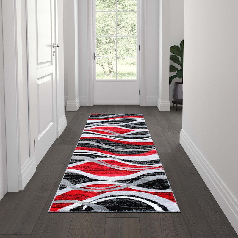 Flash Furniture Wisp 2X7 Ripple Area Rug, Red