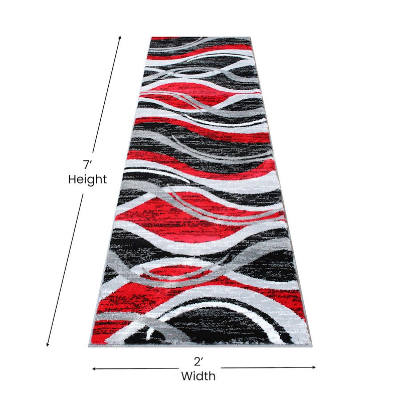 Flash Furniture Wisp 2X7 Ripple Area Rug, Red