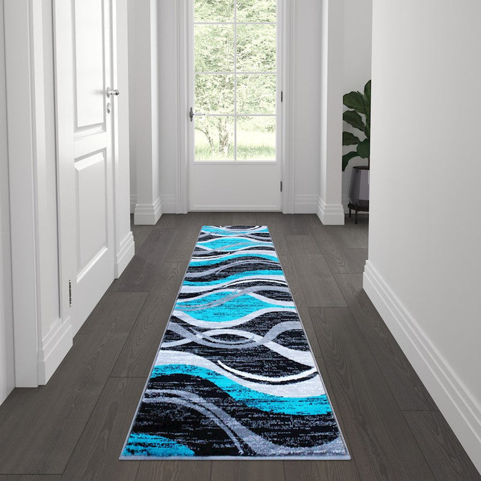 Flash Furniture Wisp 2X7 Ripple Area Rug, Turquoise