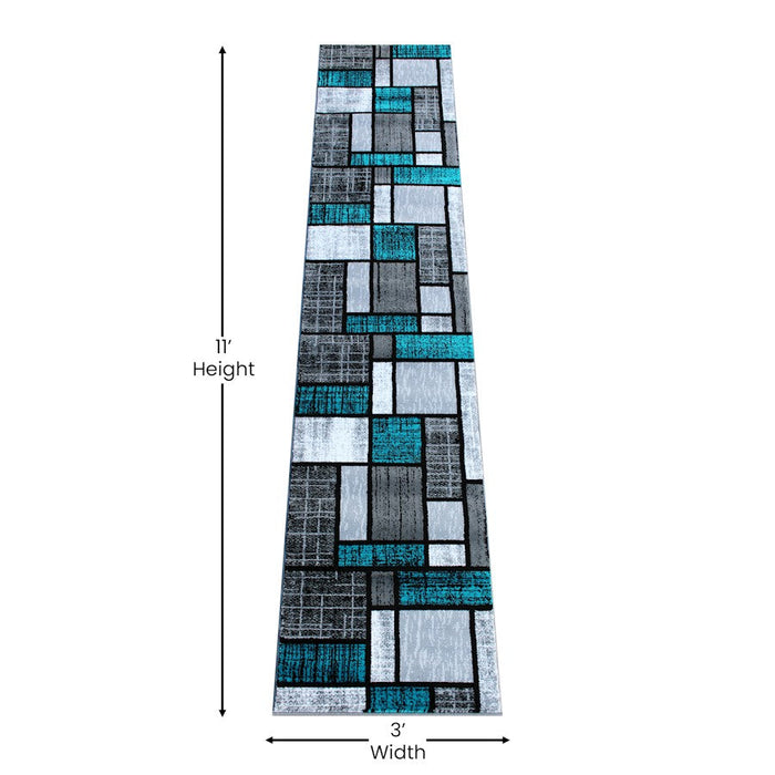 Flash Furniture Raven Block Rug, Turquoise