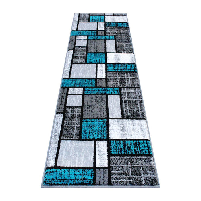 Flash Furniture Raven 2X7 Block Area Rug, Turquoise - OKR-RG1110-27-TQ-GG