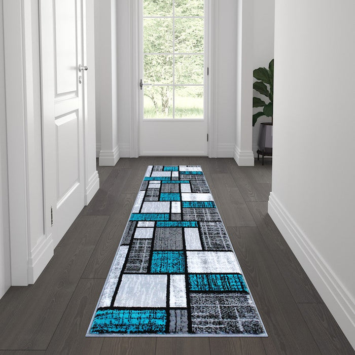 Flash Furniture Raven Block Rug, Turquoise