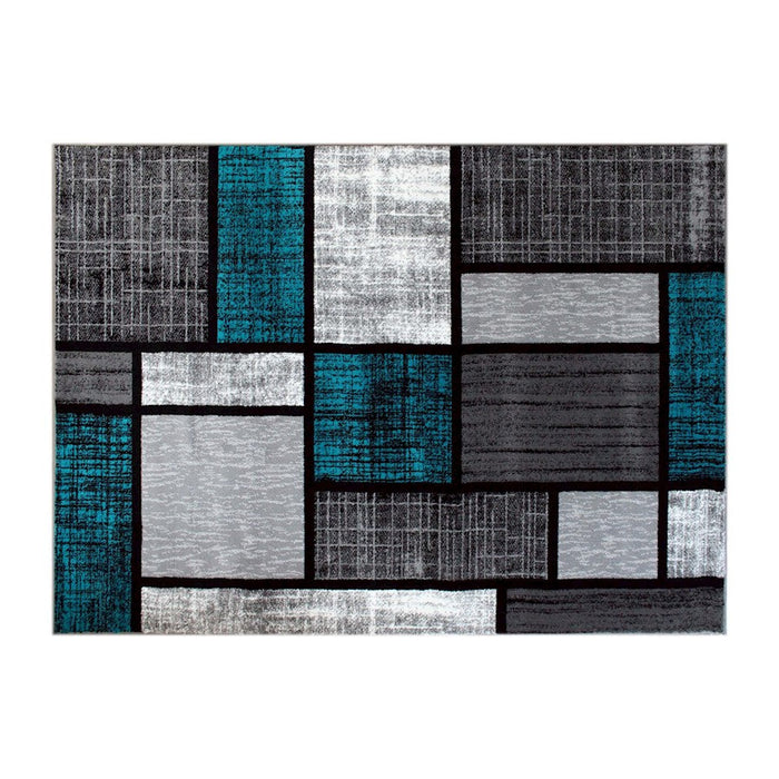 Flash Furniture Raven 5X7 Block Area Rug, Turquoise - OKR-RG1110-57-TQ-GG