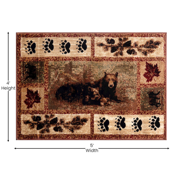 Flash Furniture Vassa Bear-Cubs Area Rug, Brown