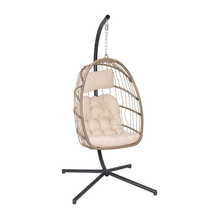 Flash Furniture Cleo Patio Hanging Egg Chair, Natural - SDA-AD608001-NAT-GG