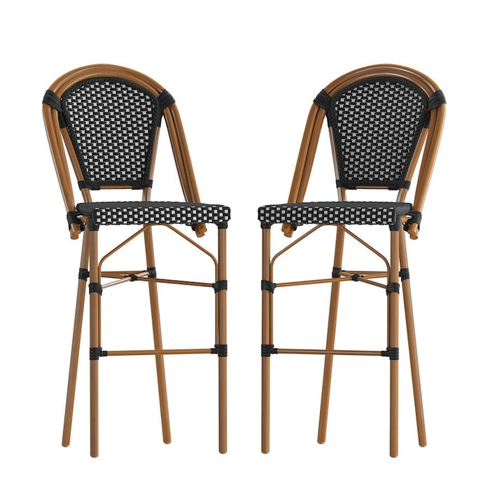 Flash Bordeaux 30" French Barstool, Black/White - SDA-AD642001-BS-BKWH-NAT-GG