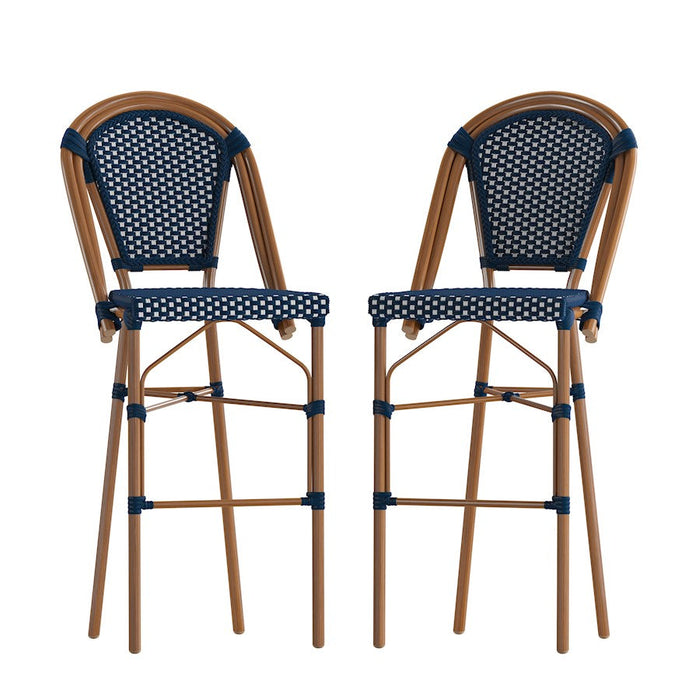 Flash Bordeaux 30" French Barstool, Navy/White - SDA-AD642001-BS-NVYWH-NAT-GG