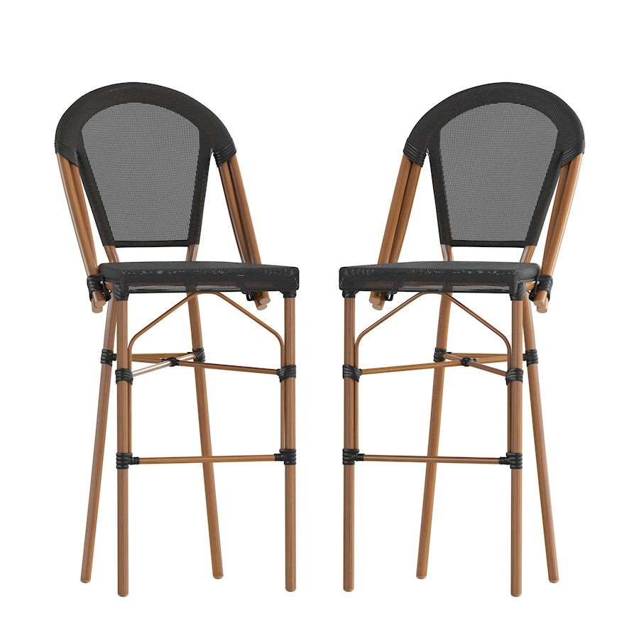 Flash Marseille French Cafe Barstool, Black - SDA-AD642107-BS-BK-NAT-GG