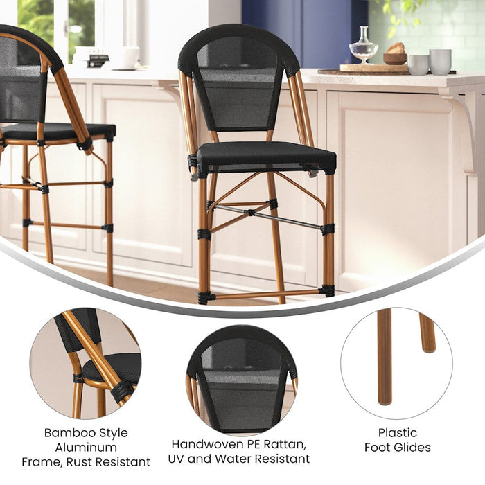 Flash Marseille French Cafe Barstool, Black