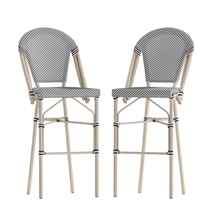 Flash Marseille 30" French Cafe Barstool, BK/WH - SDA-AD642107-BS-BLKWH-LTNAT-GG