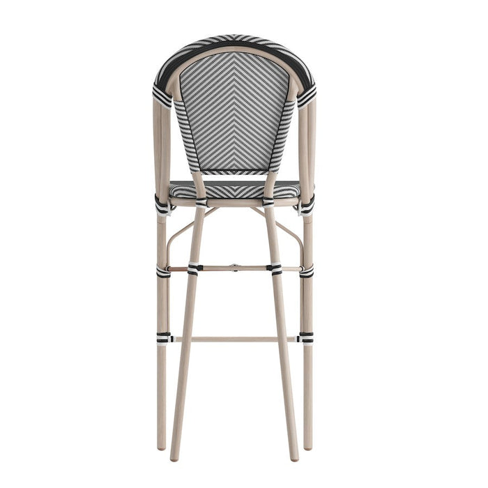 Flash Marseille 30" French Cafe Barstool, Black/White