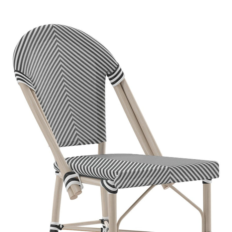 Flash Marseille 30" French Cafe Barstool, Black/White