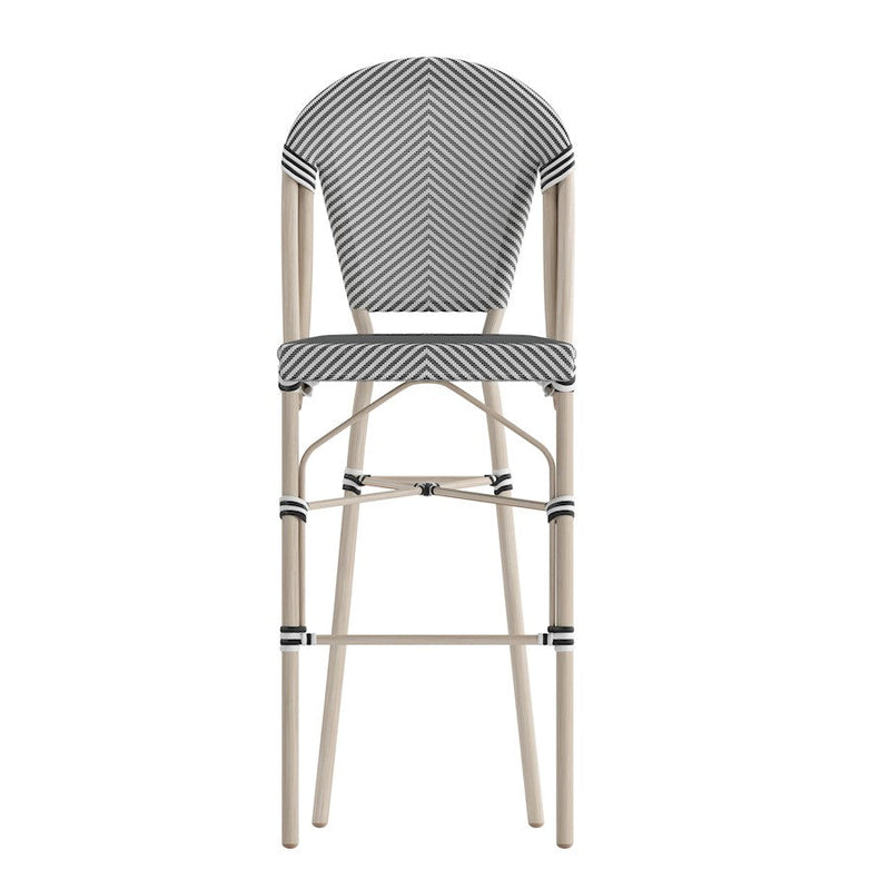 Flash Marseille 30" French Cafe Barstool, Black/White