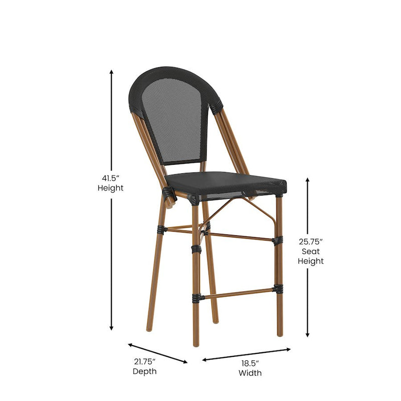 Flash Marseille French Cafe Counter Stool, Black