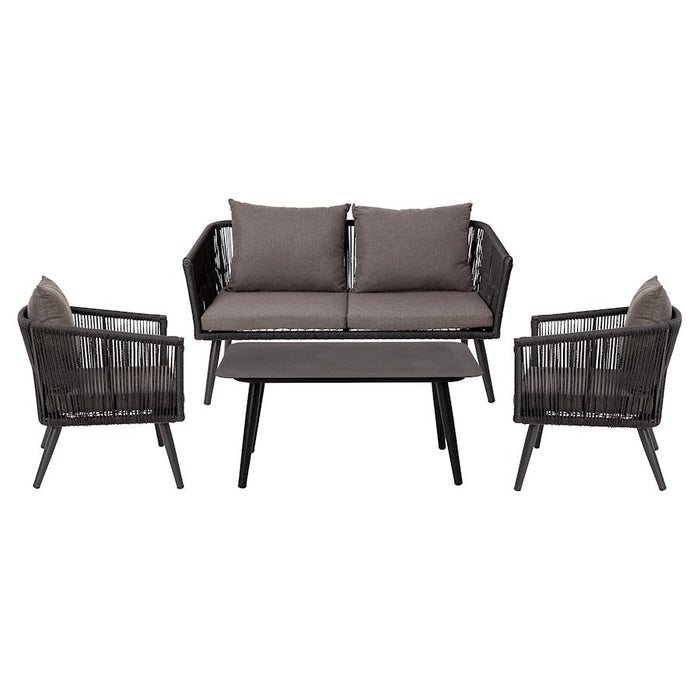 Flash Kierra 4 PC Set, Loveseat/2 Chairs/Table, BK - SDA-AD723002-4-BK-GG