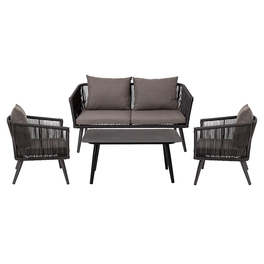 Flash Kierra 4 PC Set, Loveseat/2 Chairs/Table, BK - SDA-AD723002-4-BK-GG