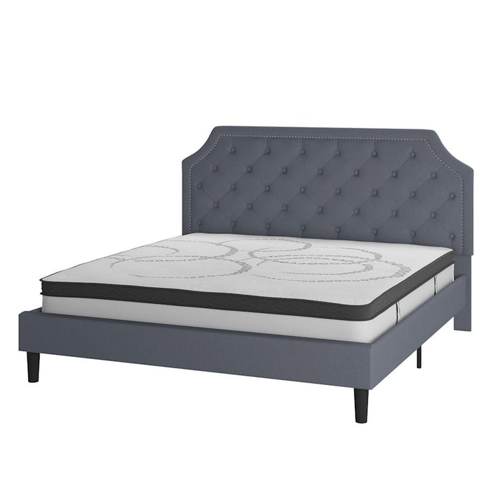 Flash Furniture Brighton King Platform Bed Set, Light Gray - SL-BM10-12-GG