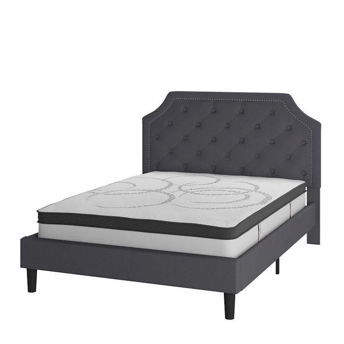 Flash Furniture Brighton Queen Platform Bed Set, Dark Gray - SL-BM10-15-GG