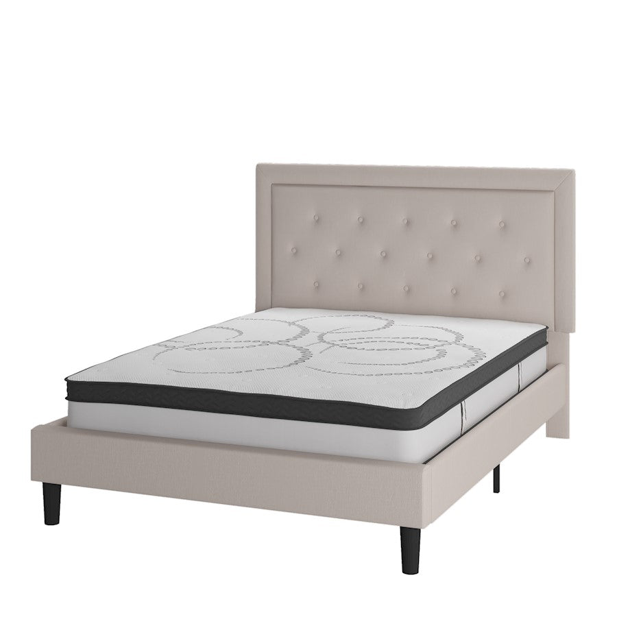 Flash Furniture Roxbury Queen Platform Bed Set, Beige - SL-BM10-19-GG