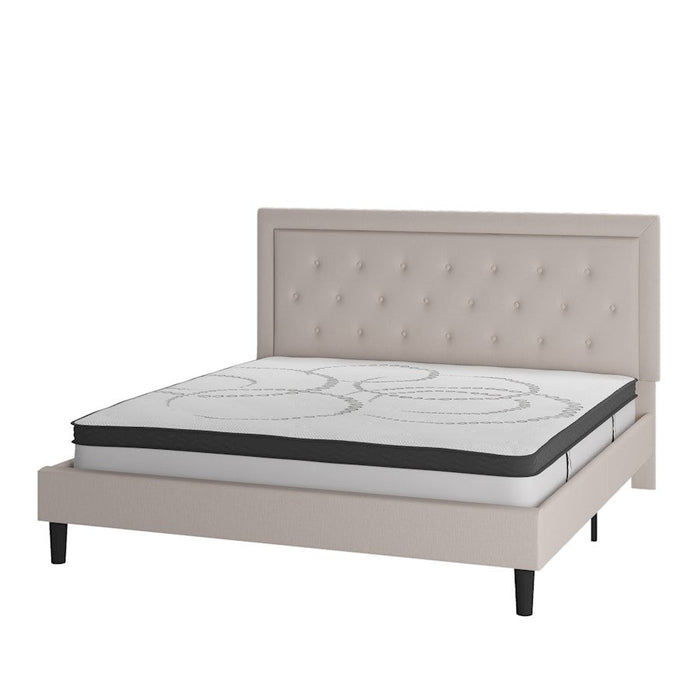 Flash Furniture Roxbury King Platform Bed Set, Beige - SL-BM10-20-GG