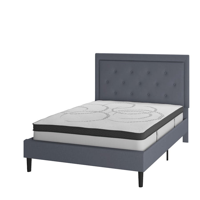 Flash Furniture Roxbury Full Platform Bed Set, Light Gray - SL-BM10-26-GG