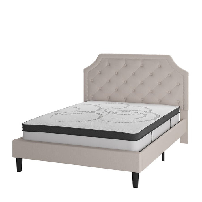 Flash Furniture Brighton Queen Platform Bed Set, Beige - SL-BM10-3-GG