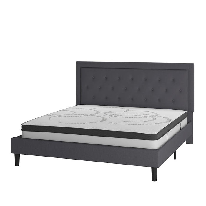 Flash Furniture Roxbury King Platform Bed Set, Gray - SL-BM10-32-GG