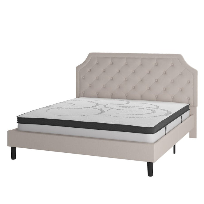 Flash Furniture Brighton King Platform Bed Set, Beige - SL-BM10-4-GG