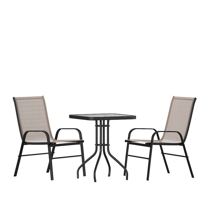 Flash Furniture Brazos 3 PC Patio, SQ Table/2 Chairs, BN - TLH-073A1303C-BN-GG