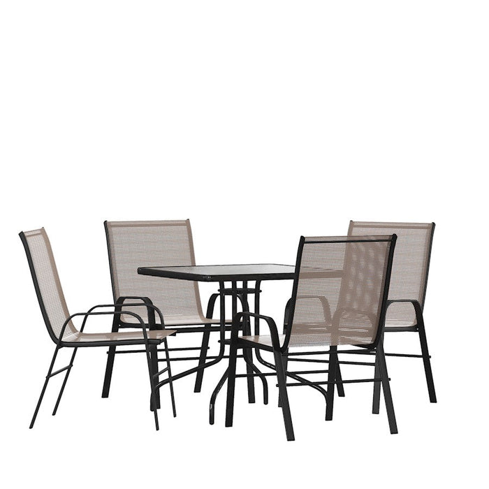 Flash Furniture Brazos 5 PC Patio, SQ Table/4 Chairs, BN - TLH-073A2303C-BN-GG