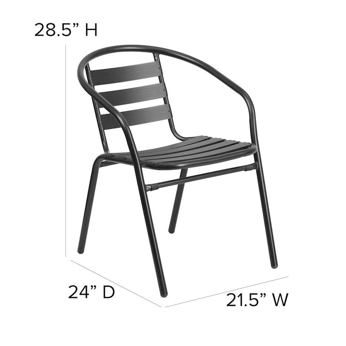 Flash Furniture Lila 5 Pc Patio, Table/4 Chairs, Black