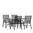 Flash Furniture 5 PC Patio, Table/4 Chairs, BK - TLH-089REC-303CBK4-GG