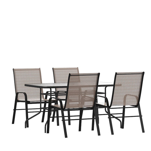 Flash Furniture Brazos 5 PC Patio, Table/4 Chairs, BN - TLH-089REC-303CBN4-GG