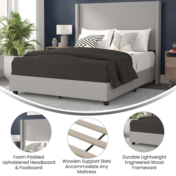 Flash Furniture Quinn Size Platform Bed/Headboard, Gray