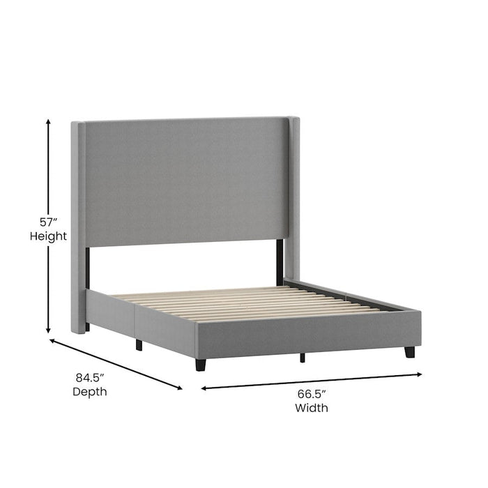 Flash Furniture Quinn Size Platform Bed/Headboard, Gray