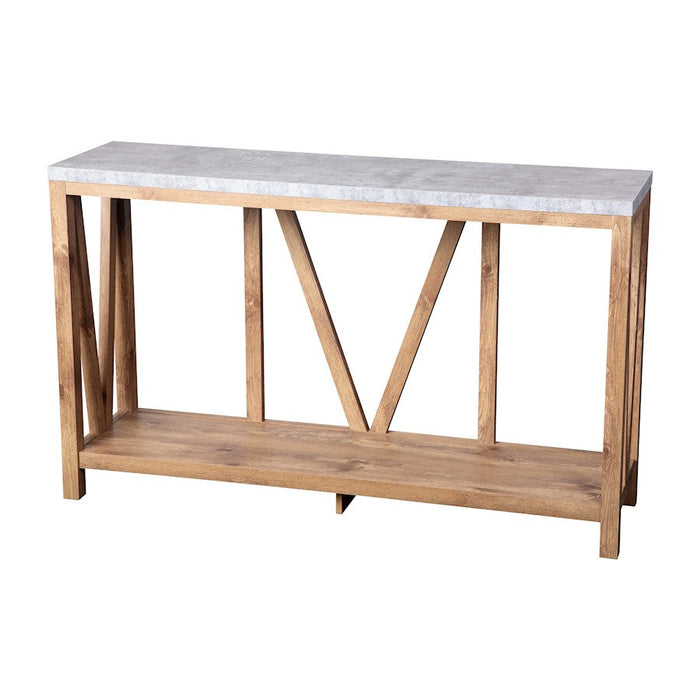 Flash Charlotte Concrete Entry Table, Warm Oak - ZG-034-WOAK-CONC-GG