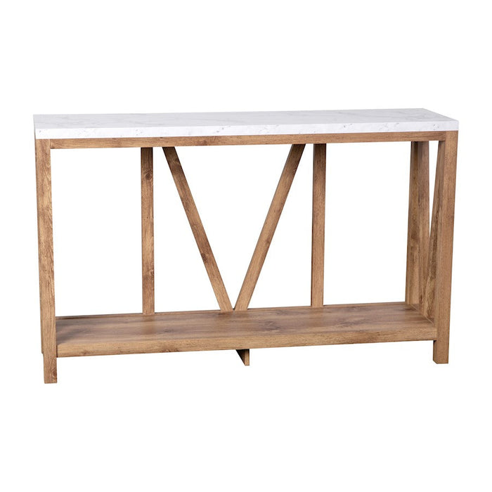 Flash Charlotte Marble Entry Table, Warm Oak - ZG-034-WOAK-MARB-GG