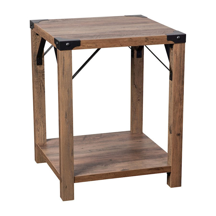 Flash Wyatt 2 Tier Side Table, Rustic Oak - ZG-036-OAK-GG