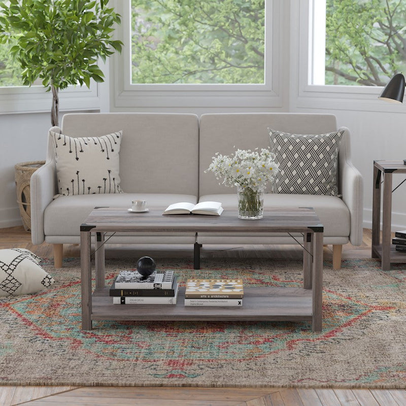 Flash Wyatt Wash 2 Tier Coffee Table, Gray