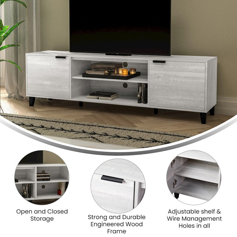 Flash Nelson 70" Storage Tv Stand, Gray