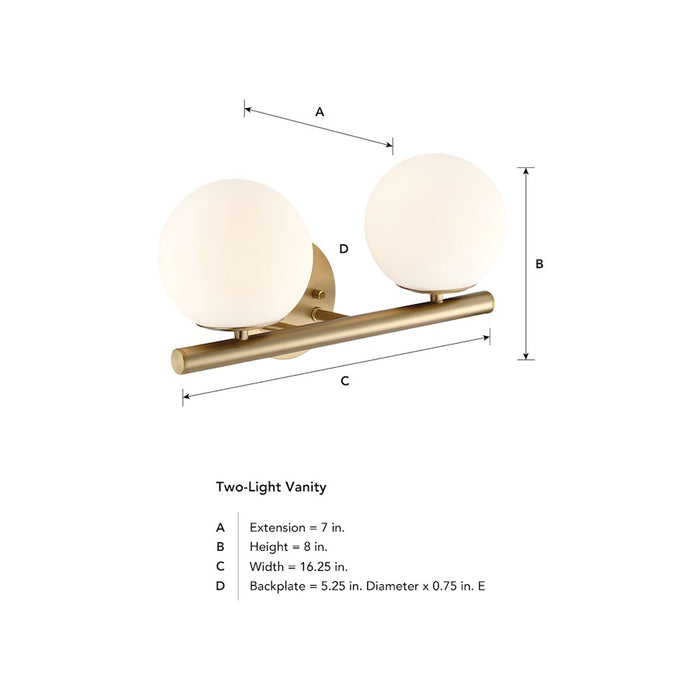 Designers Fountain Crown Heights 2 Light Vanity, Gold/Etched Opal