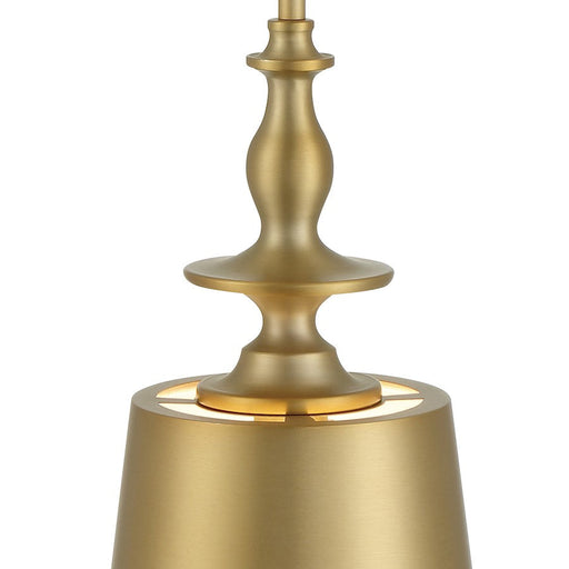 Designers Fountain Ava 1 Light Pendant, Gold/White Fabric