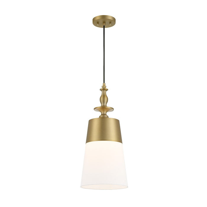 Designers Fountain Ava 1 Light Pendant, Gold/White Fabric