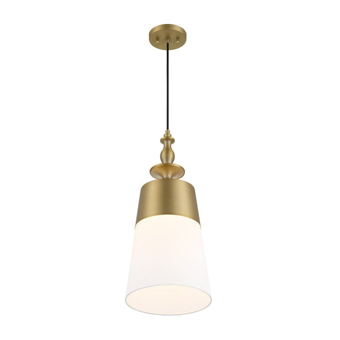 Designers Fountain Ava 1 Light Pendant, Gold/White Fabric