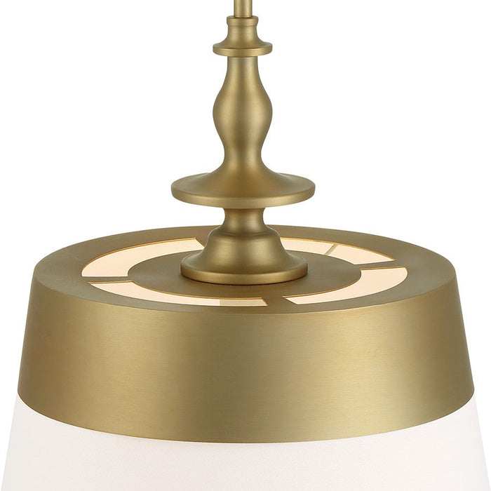 Designers Fountain Ava 1 Light Pendant, Gold/White Fabric